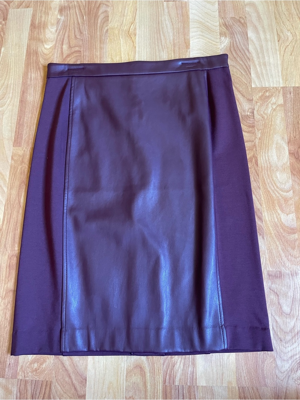 New Ann Taylor Factory Faux Leather Panel Pencil Skirt - Deep Wine size 10
